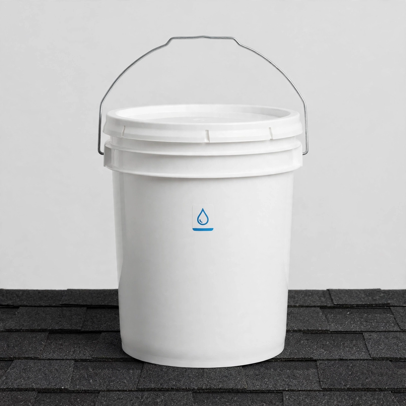 Illustration of a pail of shingle conditioner concentrate